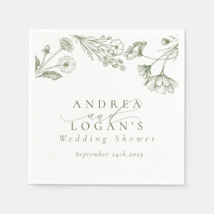 Wildflower Boho Chic Bridal Shower Napkin