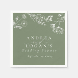 Wildflower Boho Chic Bridal Shower Napkin