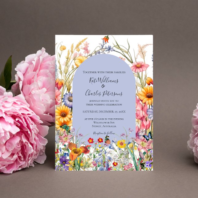 Wildflower boho chic floral wreath wedding invite  (Creator Uploaded)