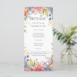 Wildflower boho Chic Floral Wreath wedding menu
