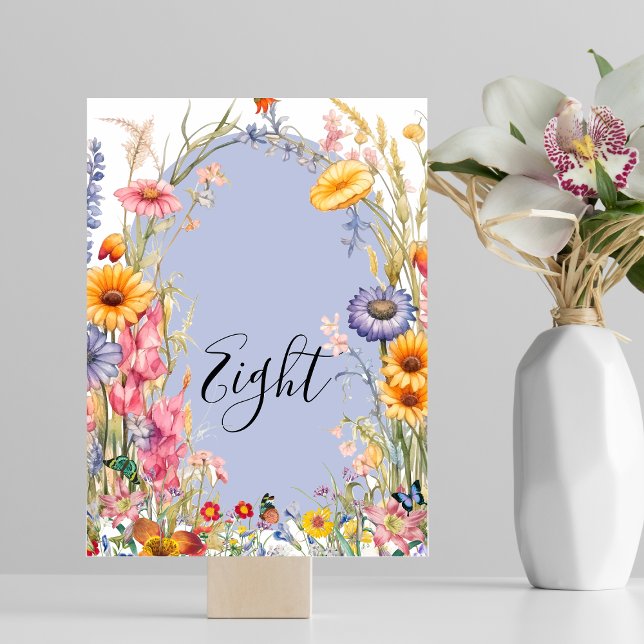 Wildflower boho chic floral wreath wedding table number (Creator Uploaded)