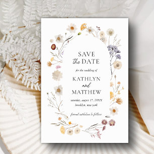 Wildflower Boho Chic Modern Whimsical Floral Save The Date