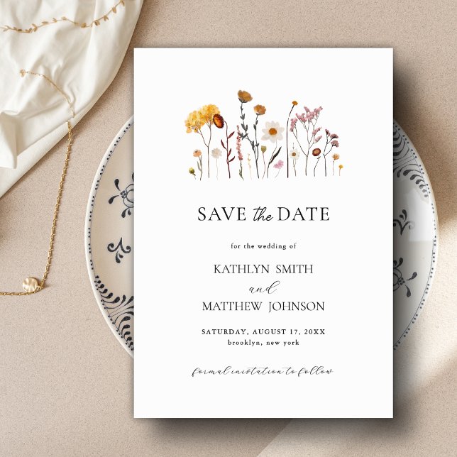 Wildflower Boho Chic Modern Whimsical Floral  Save The Date (Creator Uploaded)