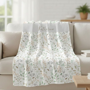  Wildflower Boho Custom Name  Fleece Blanket