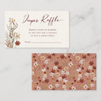Wildflower Boho Diaper Raffle Baby Shower Enclosure Card