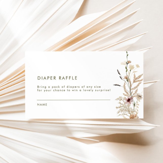 Wildflower Boho Diaper Raffle Baby Shower Game Enclosure Card (Creator Uploaded)