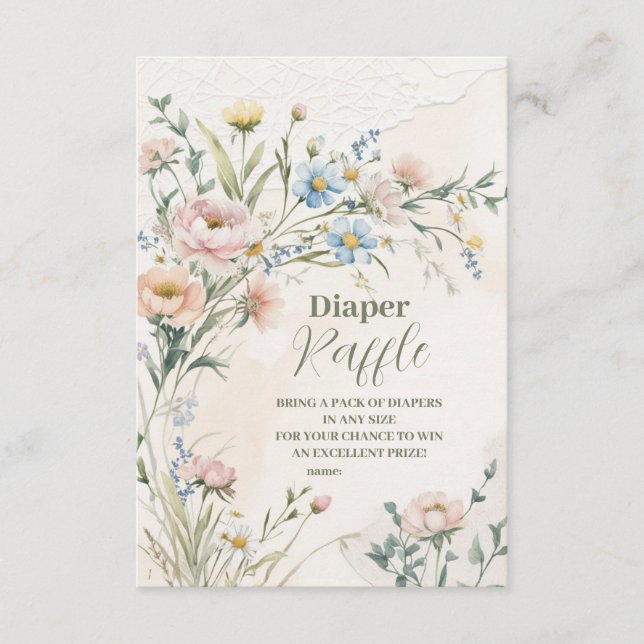 Wildflower Boho Diapper Raffle Enclosure Card (Front)