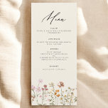 Wildflower Boho Elegant Wedding Reception Menu<br><div class="desc">The Wildflower Boho Elegant Wedding Reception Menu offers a refined yet nature-inspired design, perfect for couples seeking a romantic, bohemian ambiance for their wedding celebration. Featuring delicate wildflower illustrations in soft, earthy tones, this menu adds a touch of elegance to any table setting. The customisable layout provides space to highlight...</div>