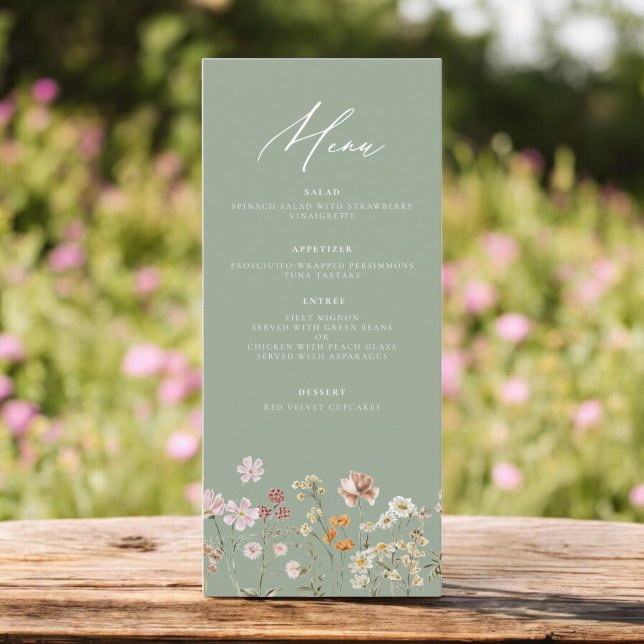 Wildflower Boho Elegant Wedding Reception Menu (Creator Uploaded)