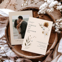 Wildflower Boho Fall Photo Wedding Invitation