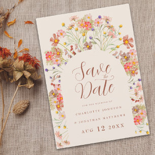 Wildflower Boho Fall Rustic Floral Arch Wedding Save The Date