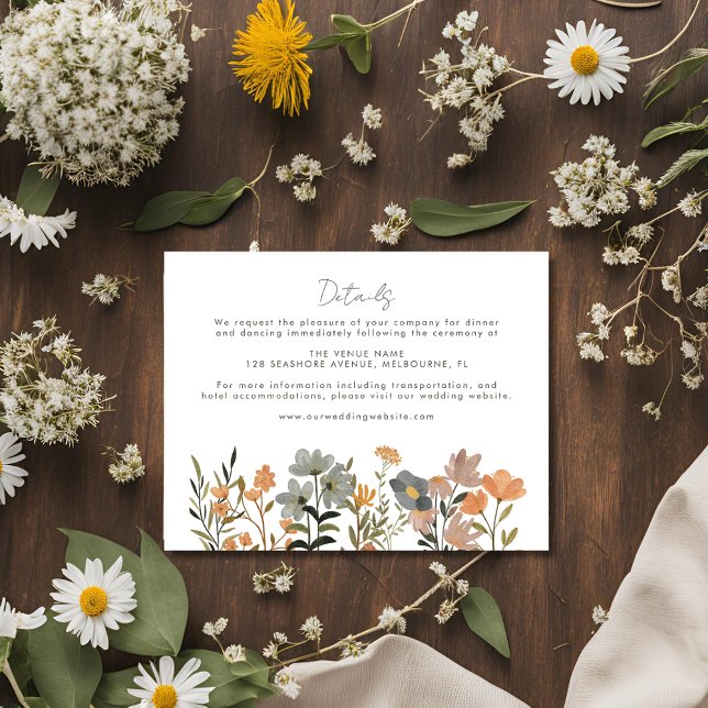 Wildflower Boho Fall Wedding Details Enclosure Card (Wildflower Boho Fall Wedding Details Enclosure Card)