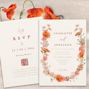 Wildflower Boho Fall Wedding Invitation