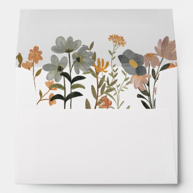 Wildflower Boho Fall Wedding Invitation Envelope (Back (Bottom))