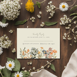 Wildflower Boho Fall Wedding RSVP  Card