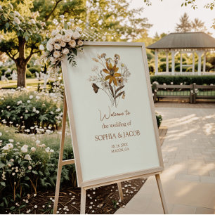 Wildflower Boho Fall Wedding Welcome Poster