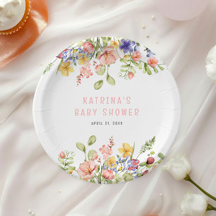 Wildflower Boho Field Gender Neutral Baby Shower Paper Plate