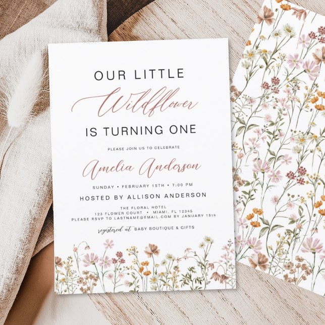 Wildflower Boho First 1st Birthday Garden Invitation (Creator Uploaded)