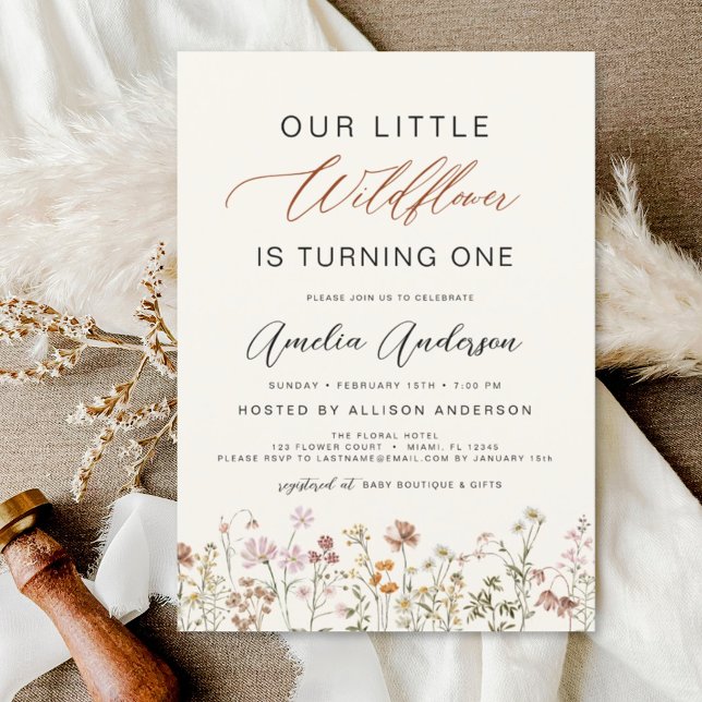 Wildflower Boho First 1st Birthday Garden Invitation (Creator Uploaded)