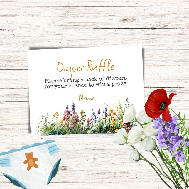 Wildflower Boho Floral Baby Shower Diaper Raffle Enclosure Card (Creator Uploaded)