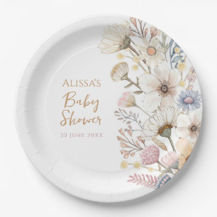 Wildflower Boho Floral Baby Shower Paper Plate