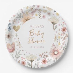 Wildflower Boho Floral Baby Shower Paper Plate
