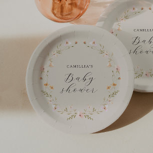 Wildflower Boho Floral Baby Shower Paper Plate