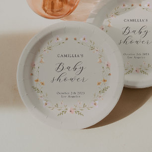 Wildflower Boho Floral Baby Shower Paper Plate
