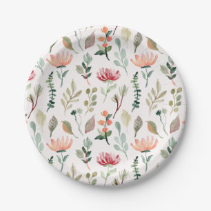 Wildflower Boho Floral Baby Shower Paper Plate