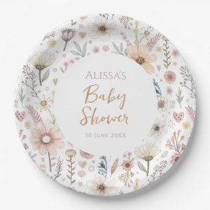 Wildflower Boho Floral Baby Shower Paper Plate