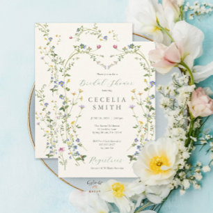 Wildflower Boho Floral Frame Bridal Shower Invitation