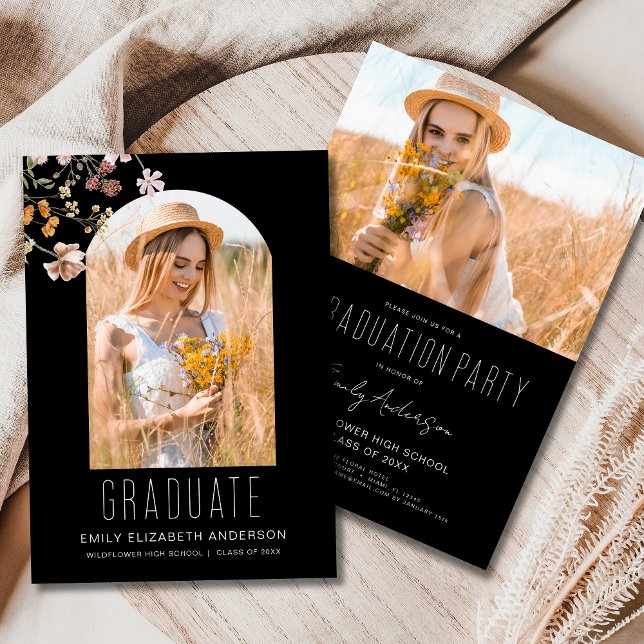 Wildflower Boho Floral Graduation Party Arch Photo Invitation (Creator Uploaded)