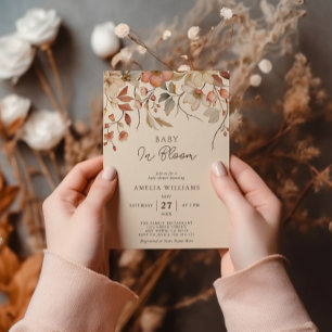 Wildflower Boho Floral Ivory Baby in Bloom Invitation
