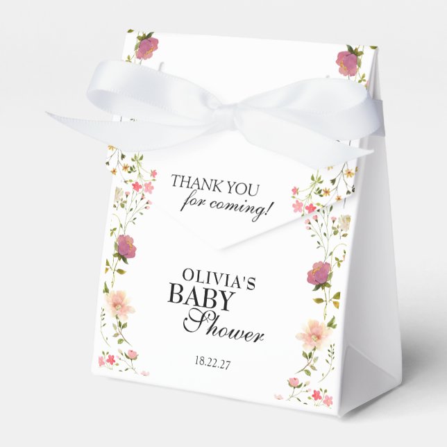 Wildflower Boho Floral Thank You Souvenir Gift Favour Box (Front Side)