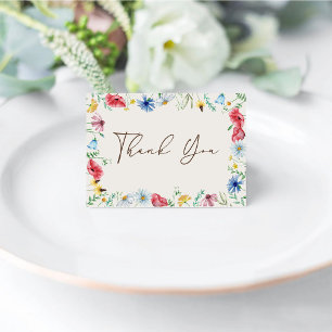 Wildflower Boho Garden beige Folded Thank You Card