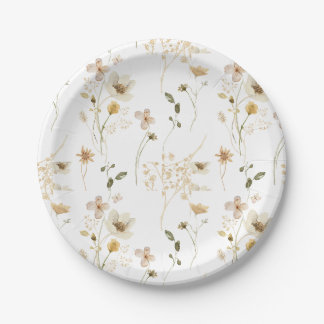Wildflower Boho garden Floral bridal shower Paper Plate