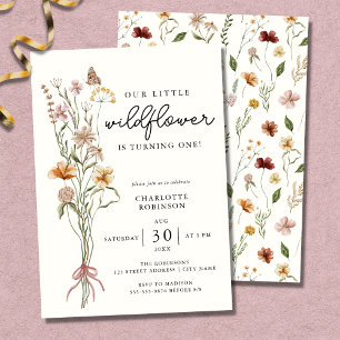 Wildflower Boho Garden Floral First Birthday Invitation