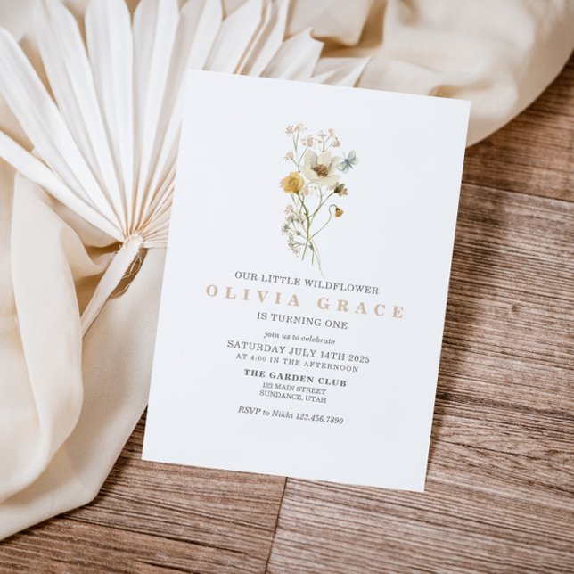 Wildflower Boho garden floral first birthday Invitation (Creator Uploaded)