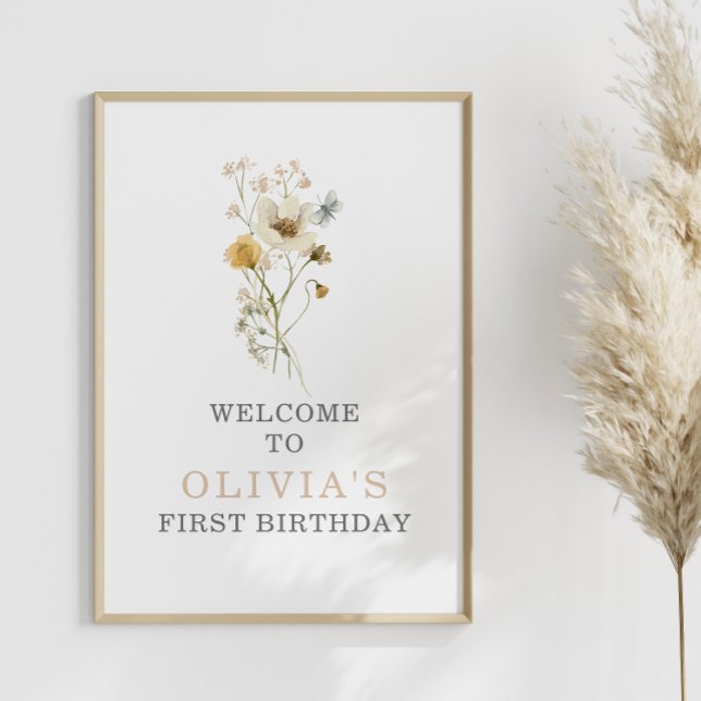 Wildflower Boho garden floral first birthday Poster (Creator Uploaded)