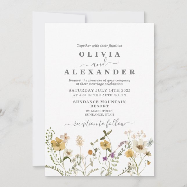 Wildflower Boho garden floral Invitation (Front)