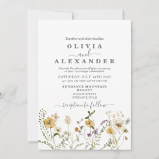 Wildflower Boho garden floral Invitation