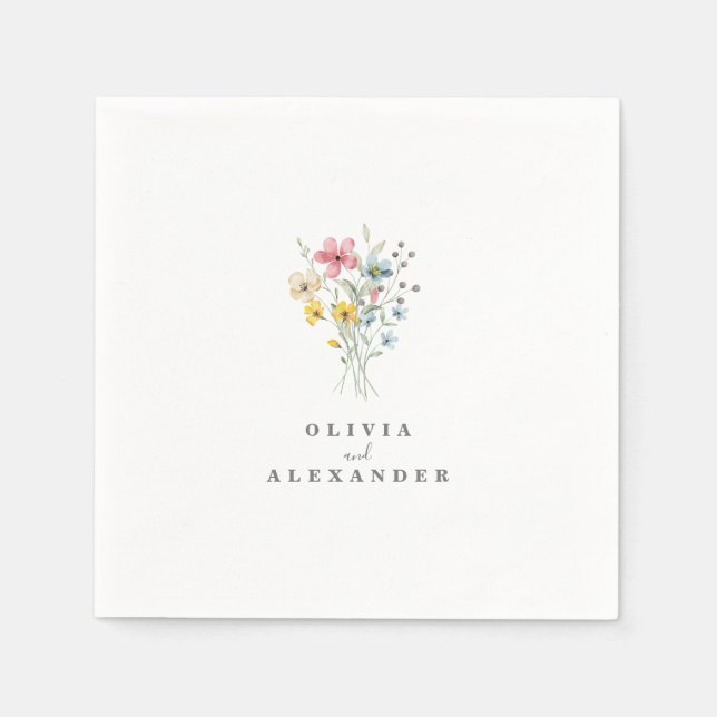 Wildflower Boho garden floral Napkin (Front)