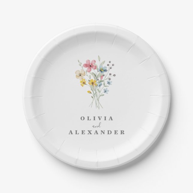 Wildflower Boho garden floral Paper Plate (Front)