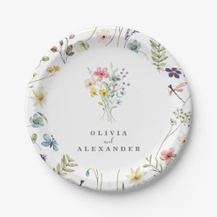Wildflower Boho garden floral Paper Plate