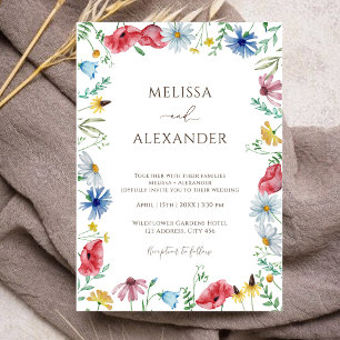 Wildflower boho garden floral Wedding Invitation