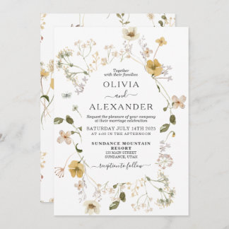 Wildflower boho garden floral wedding Invitation