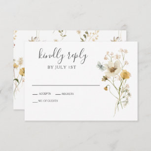 Wildflower Boho garden Floral Wedding RSVP Card