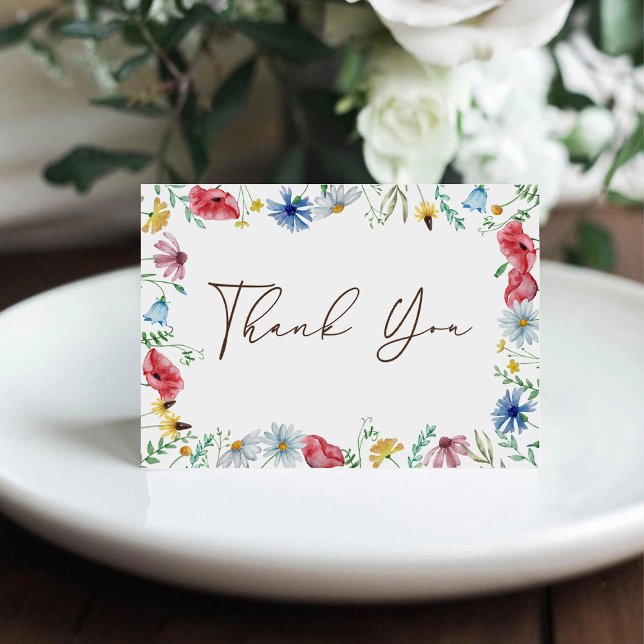 Wildflower Boho Garden Folded Thank You Card (Creator Uploaded)