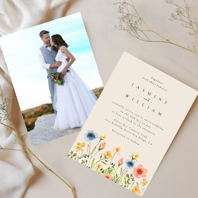 Wildflower Boho Garden Photo Wedding Invitation (Creator Uploaded)