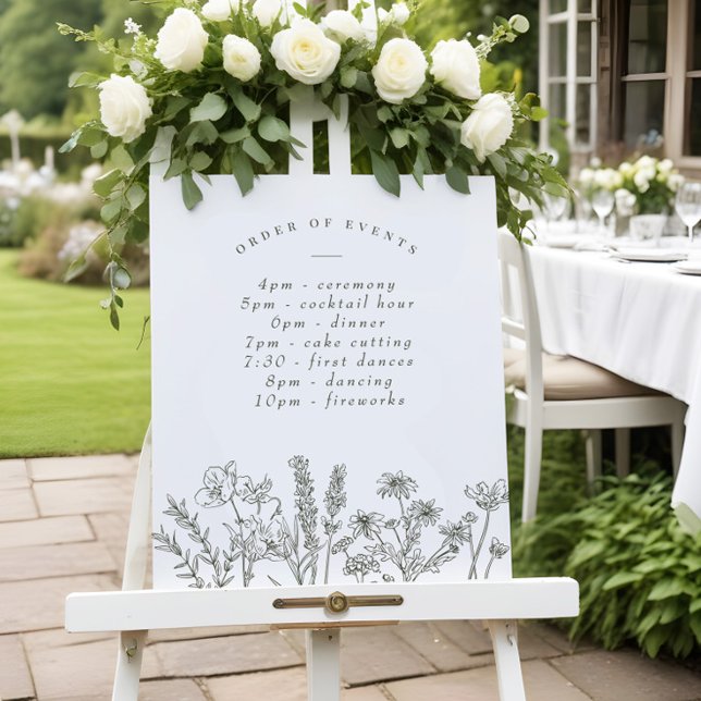 Wildflower Boho Green Wedding Schedule of Events Poster (Creator Uploaded)